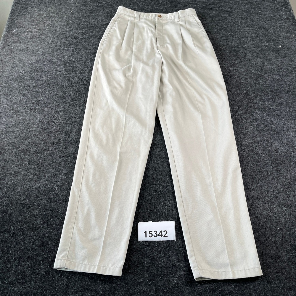 Eddie Bauer Chino Pants Womens 6 Beige Cotton Pleated Slash Pockets Straight Leg